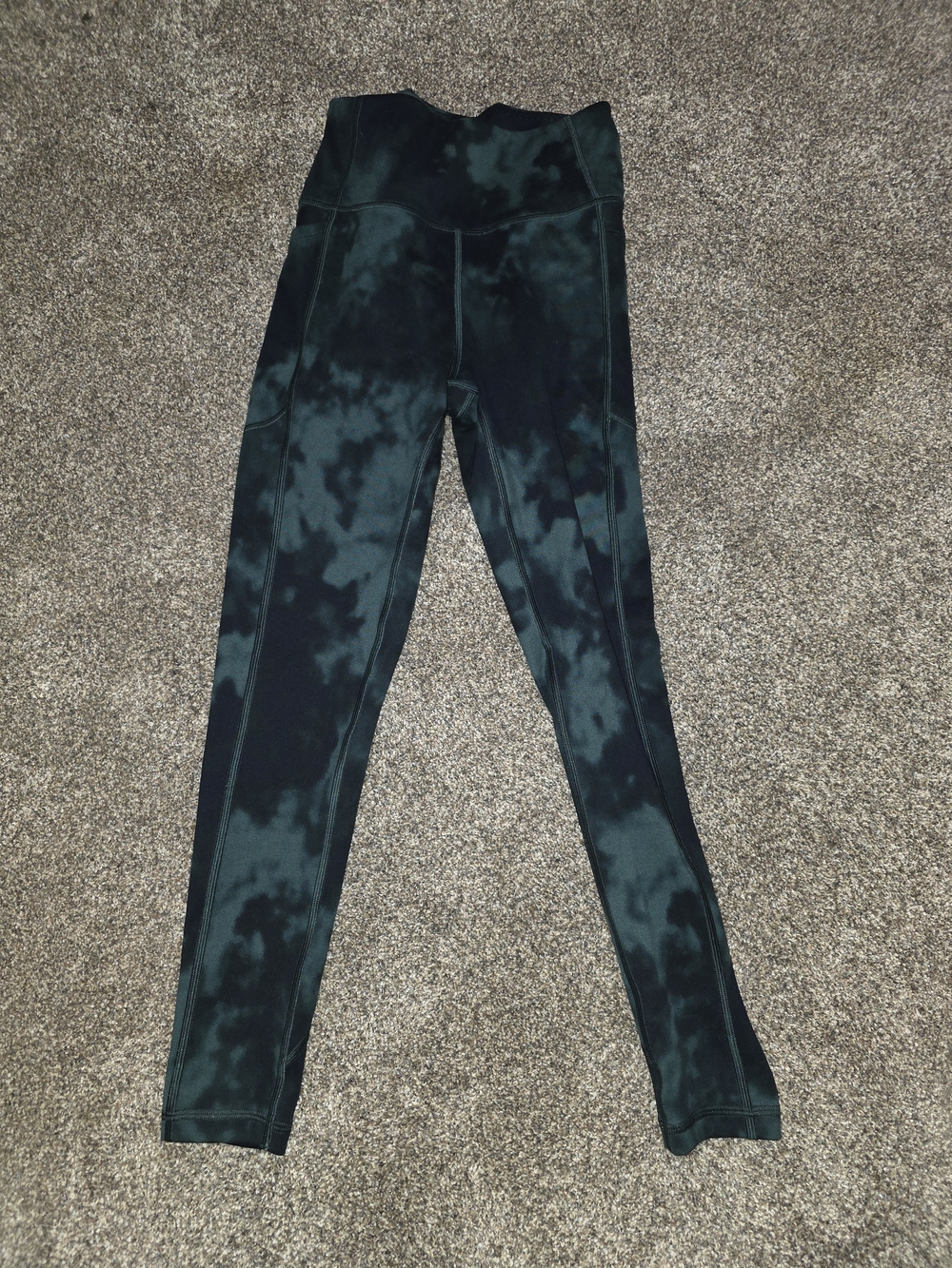 Victoria's Secret Black and Dark Green Tie-Dye High-Waist Leggings